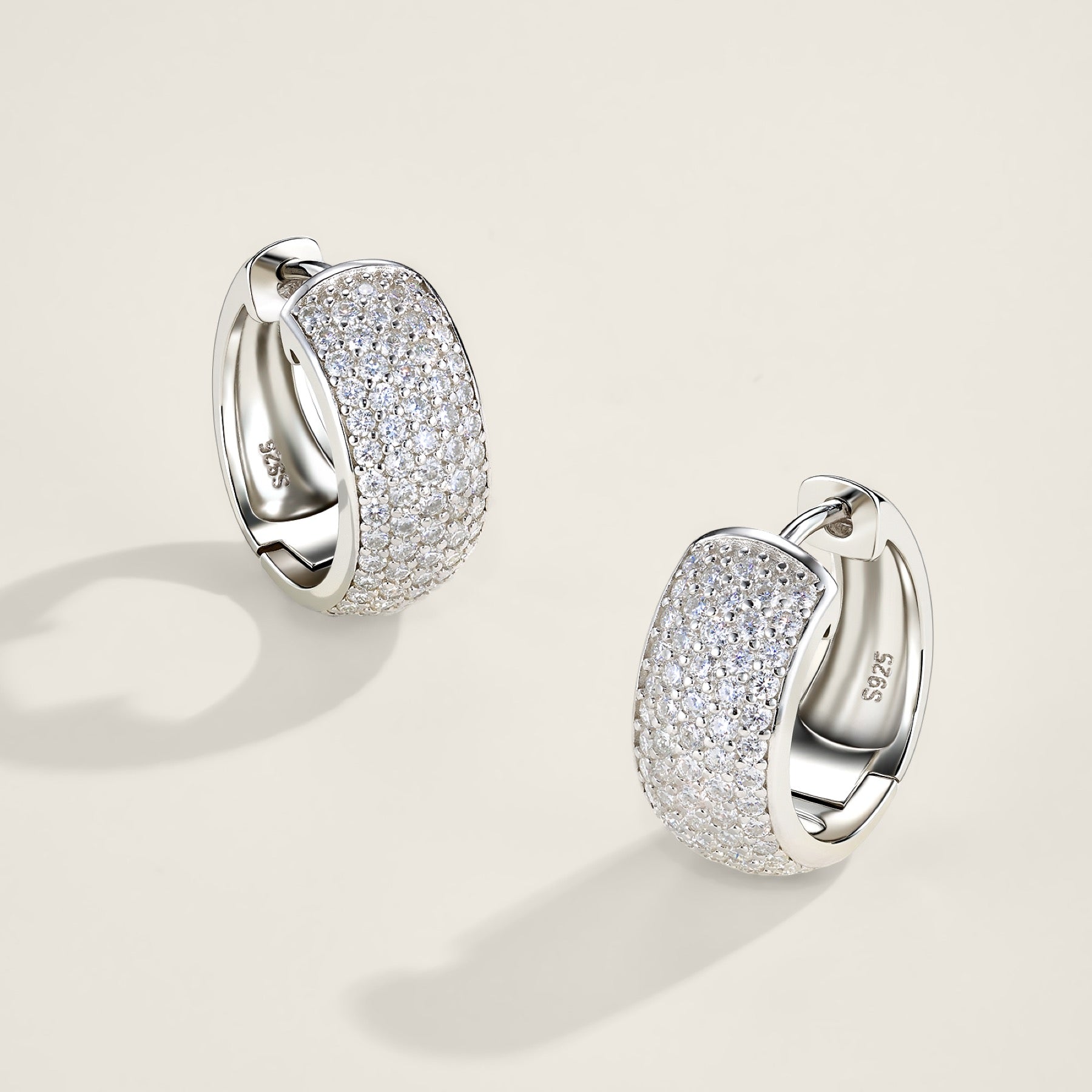 Larga Moissanite Huggie Hoop Earrings in Sterling Silver