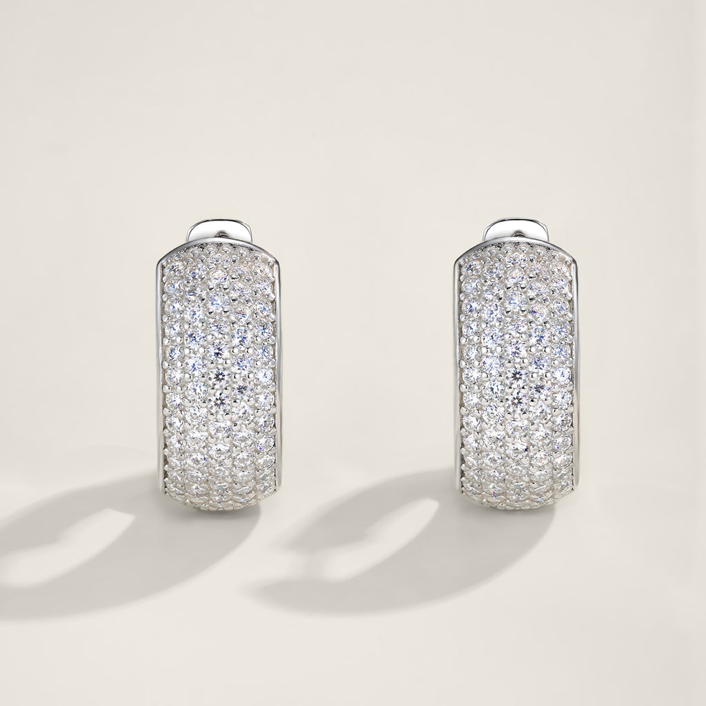 Larga Moissanite Huggie Hoop Earrings in Sterling Silver