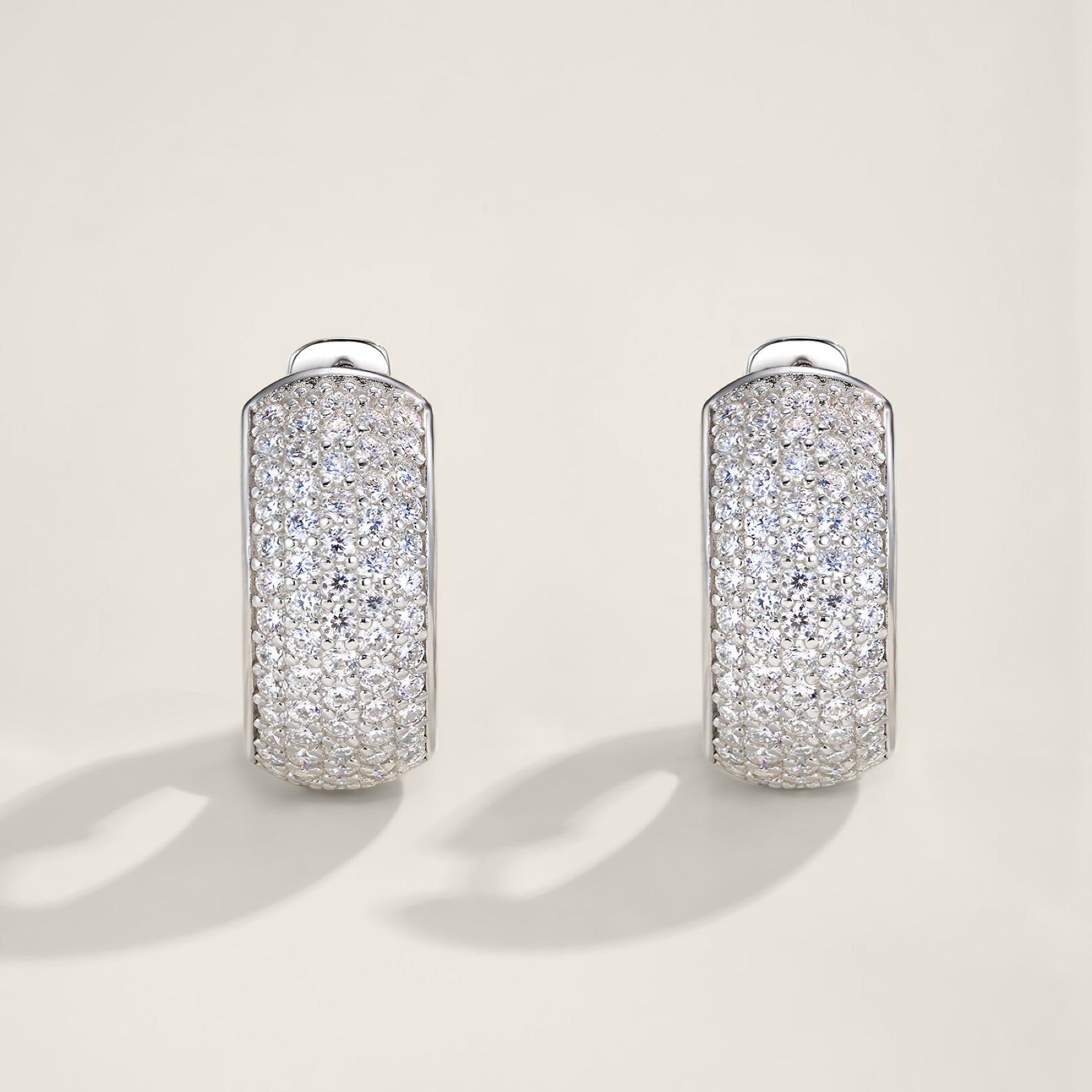 Larga Moissanite Huggie Hoop Earrings in Sterling Silver