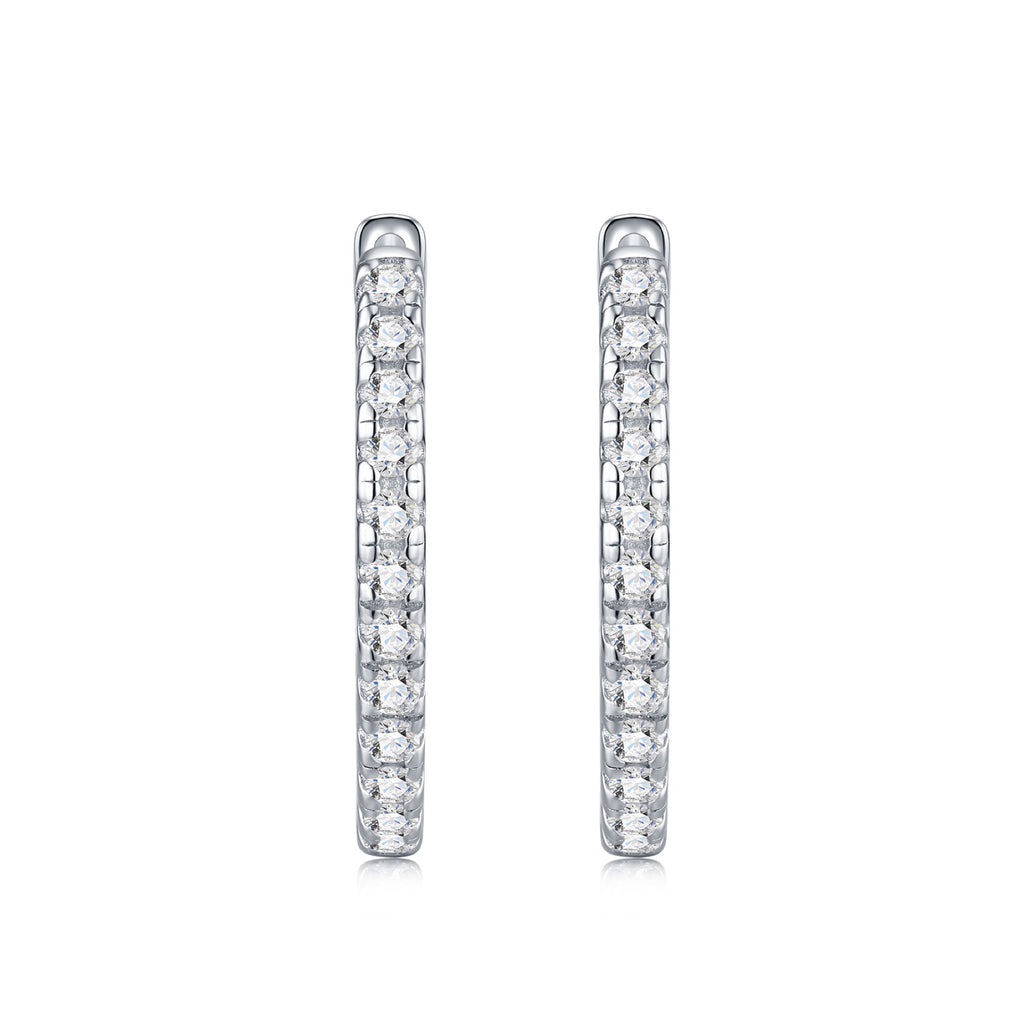 Sottile Moissanite Huggie Hoop Earrings in Sterling Silver