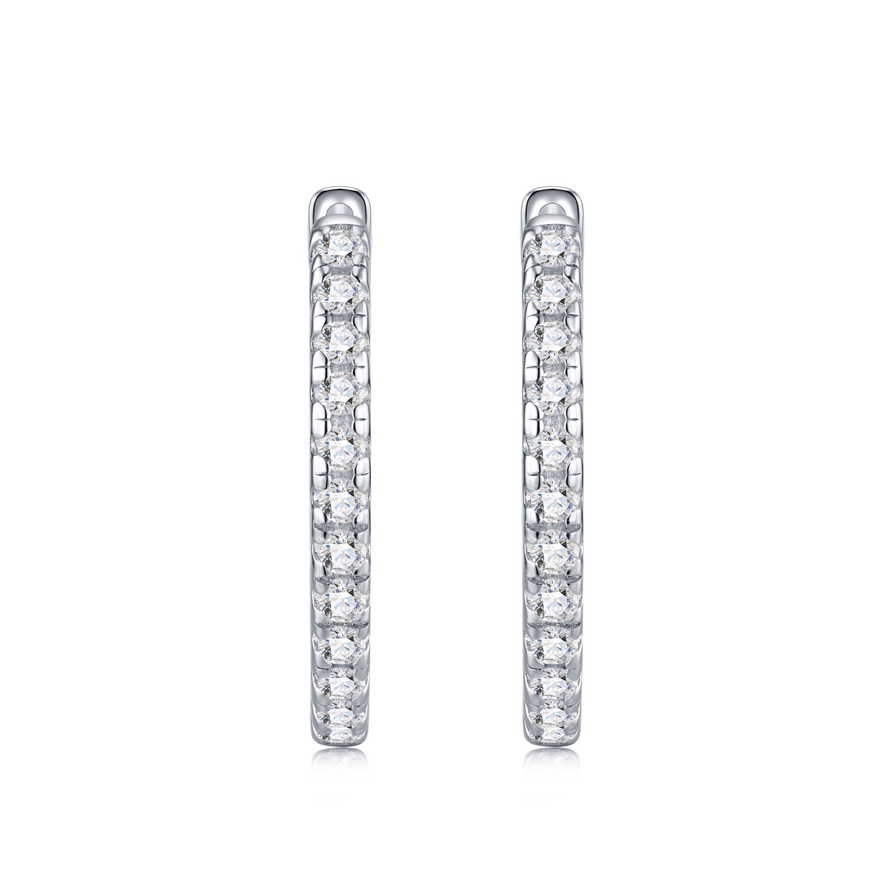 Sottile Moissanite Huggie Hoop Earrings in Sterling Silver