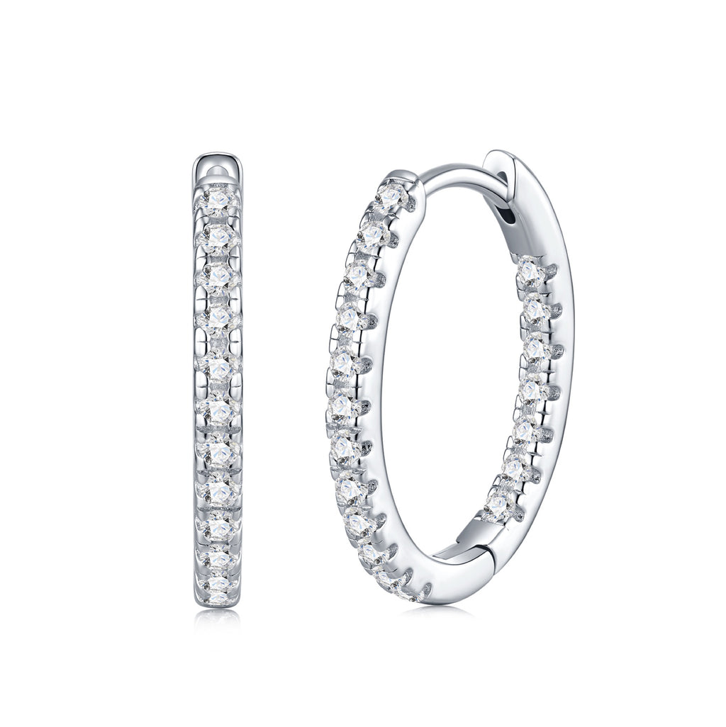 Sottile Moissanite Huggie Hoop Earrings in Sterling Silver