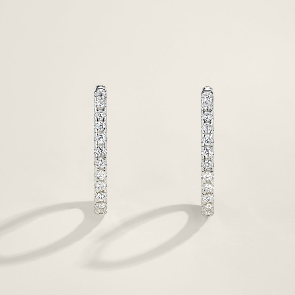 Sottile Moissanite Huggie Hoop Earrings in Sterling Silver