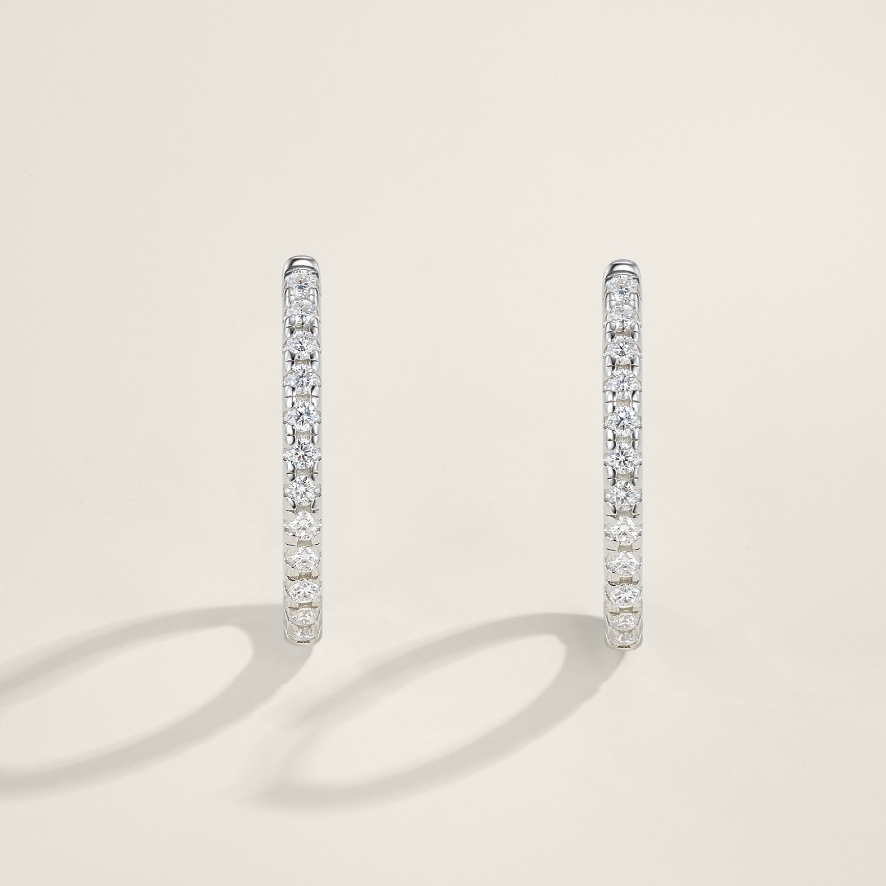 Sottile Moissanite Huggie Hoop Earrings in Sterling Silver
