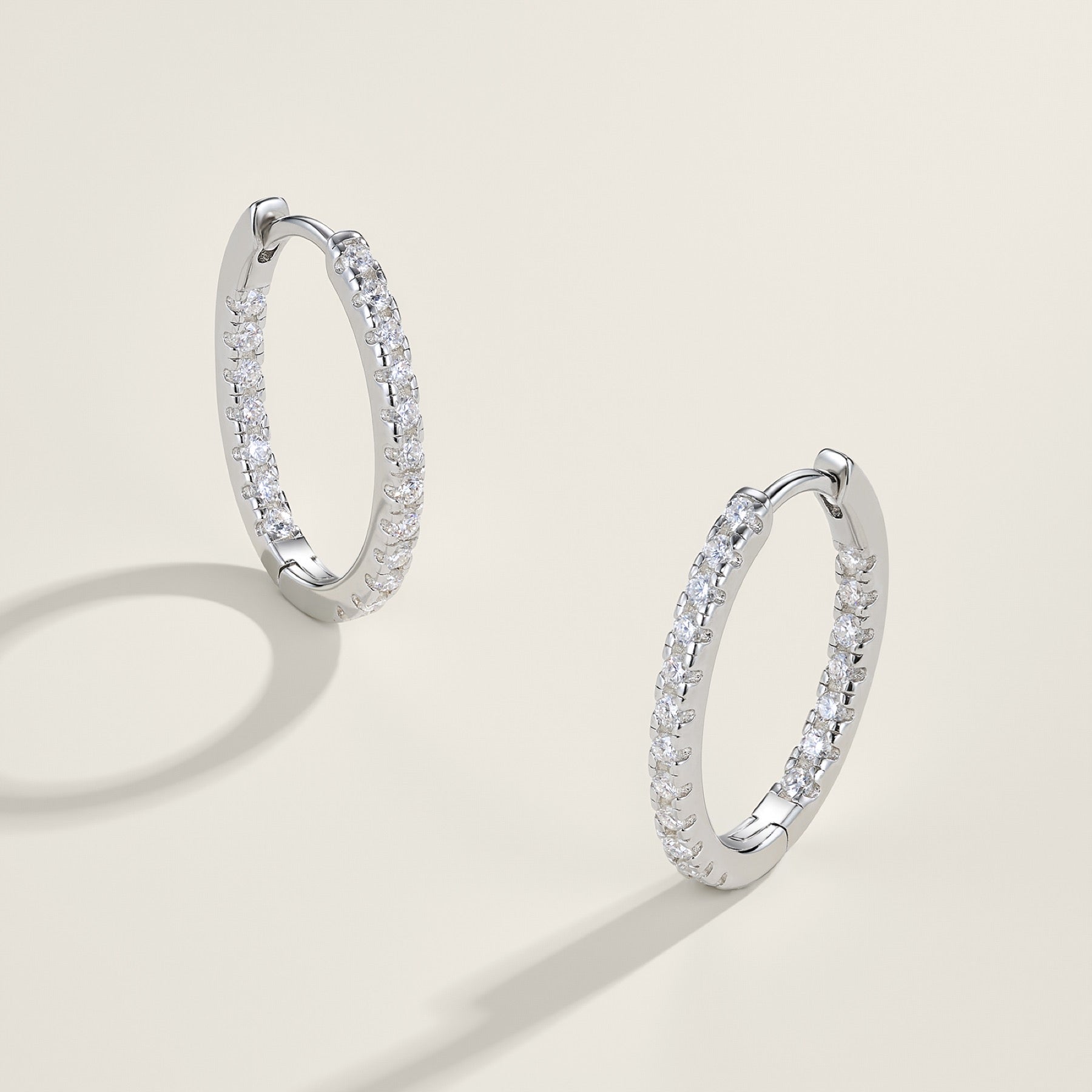 Sottile Moissanite Huggie Hoop Earrings in Sterling Silver