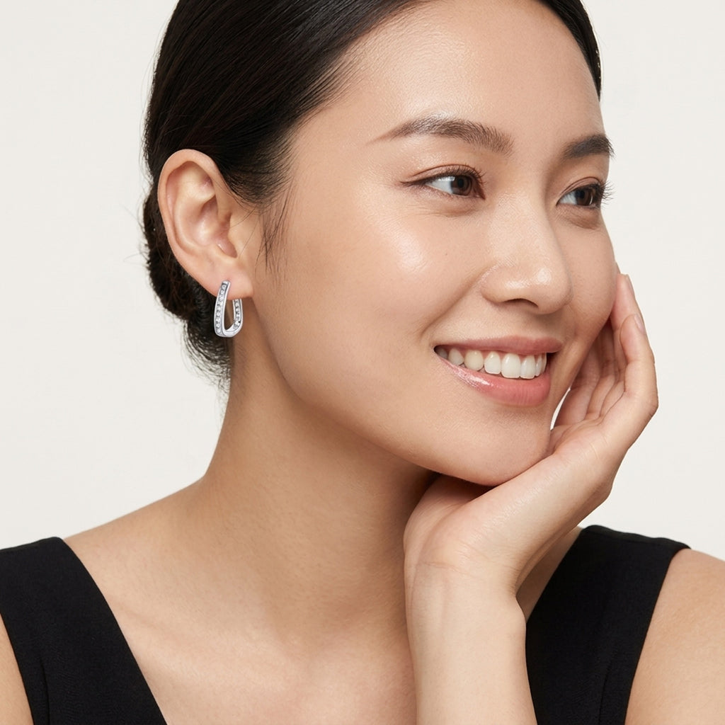 Uugie Moissanite Huggie Hoop Earrings in Sterling Silver