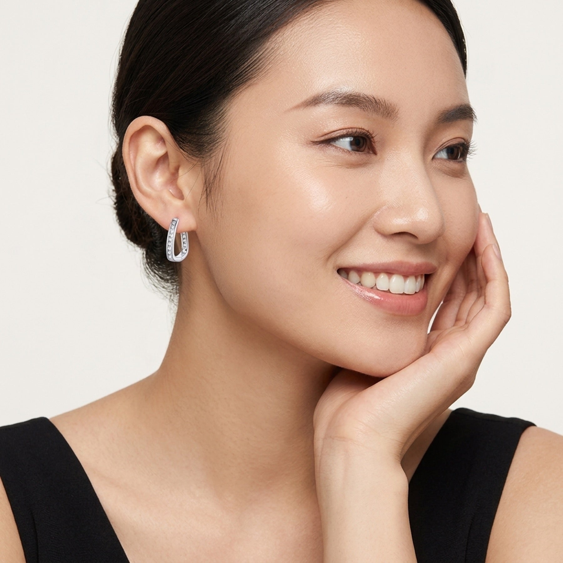 Uugie Moissanite Huggie Hoop Earrings in Sterling Silver