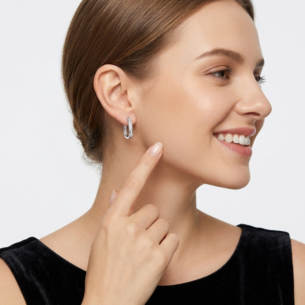 Uugie Moissanite Huggie Hoop Earrings in Sterling Silver