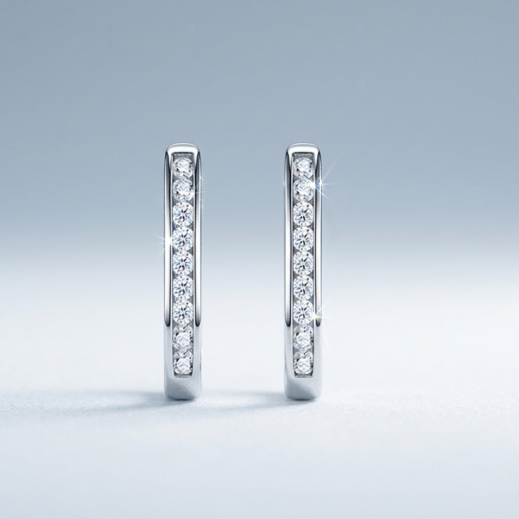 Uugie Moissanite Huggie Hoop Earrings in Sterling Silver