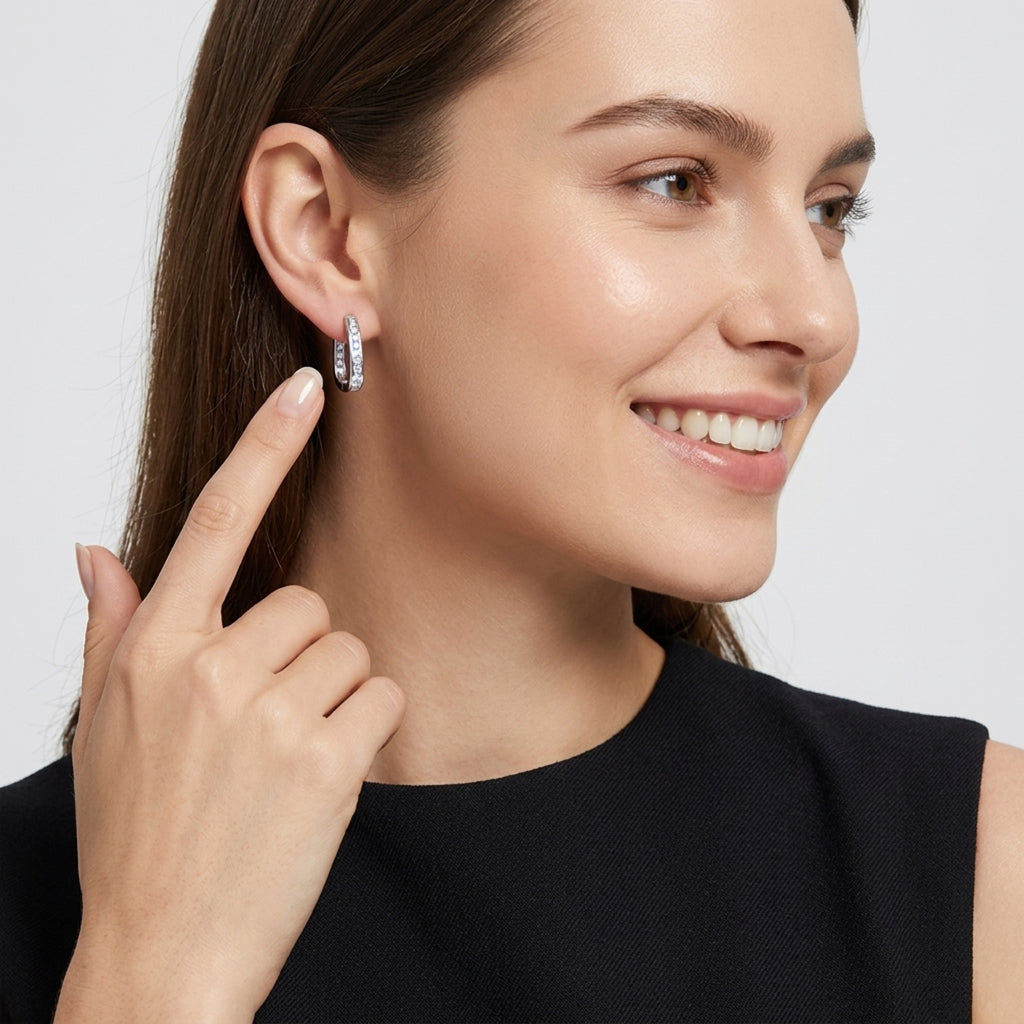 Uugie Moissanite Huggie Hoop Earrings in Sterling Silver