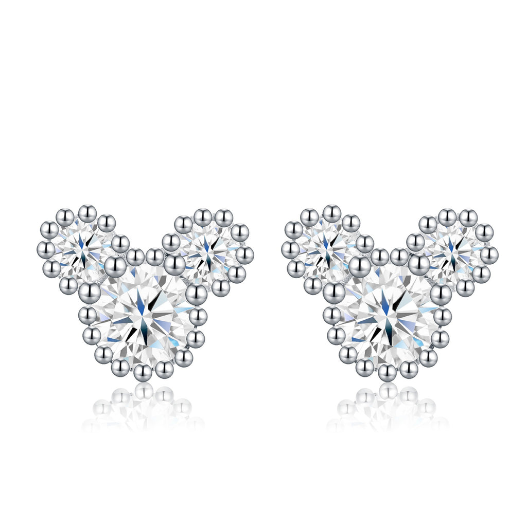 Amoretti Moissanite Heart Stud Earrings in Sterling Silver
