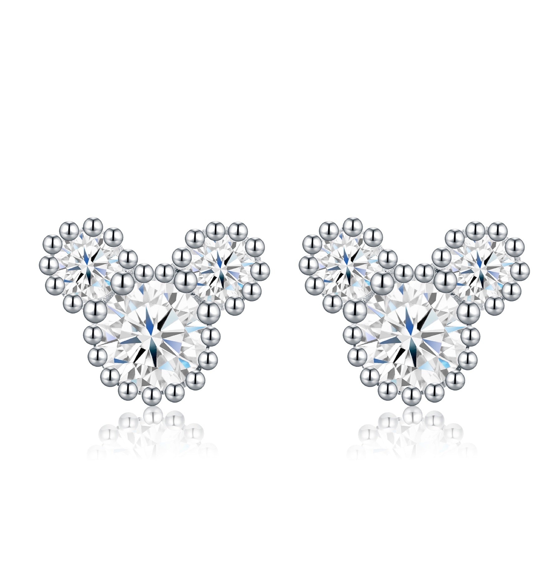 Amoretti Moissanite Heart Stud Earrings in Sterling Silver