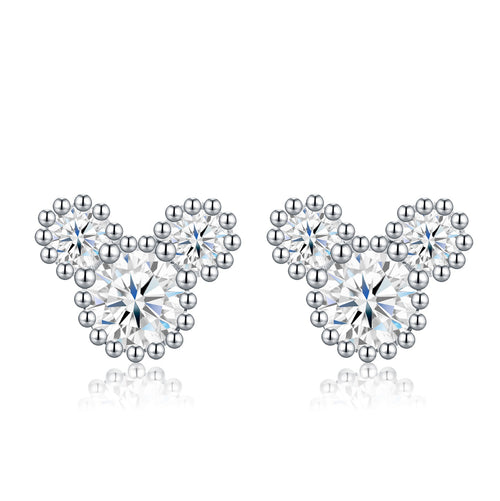 Amoretti Moissanite Heart Stud Earrings in Sterling Silver