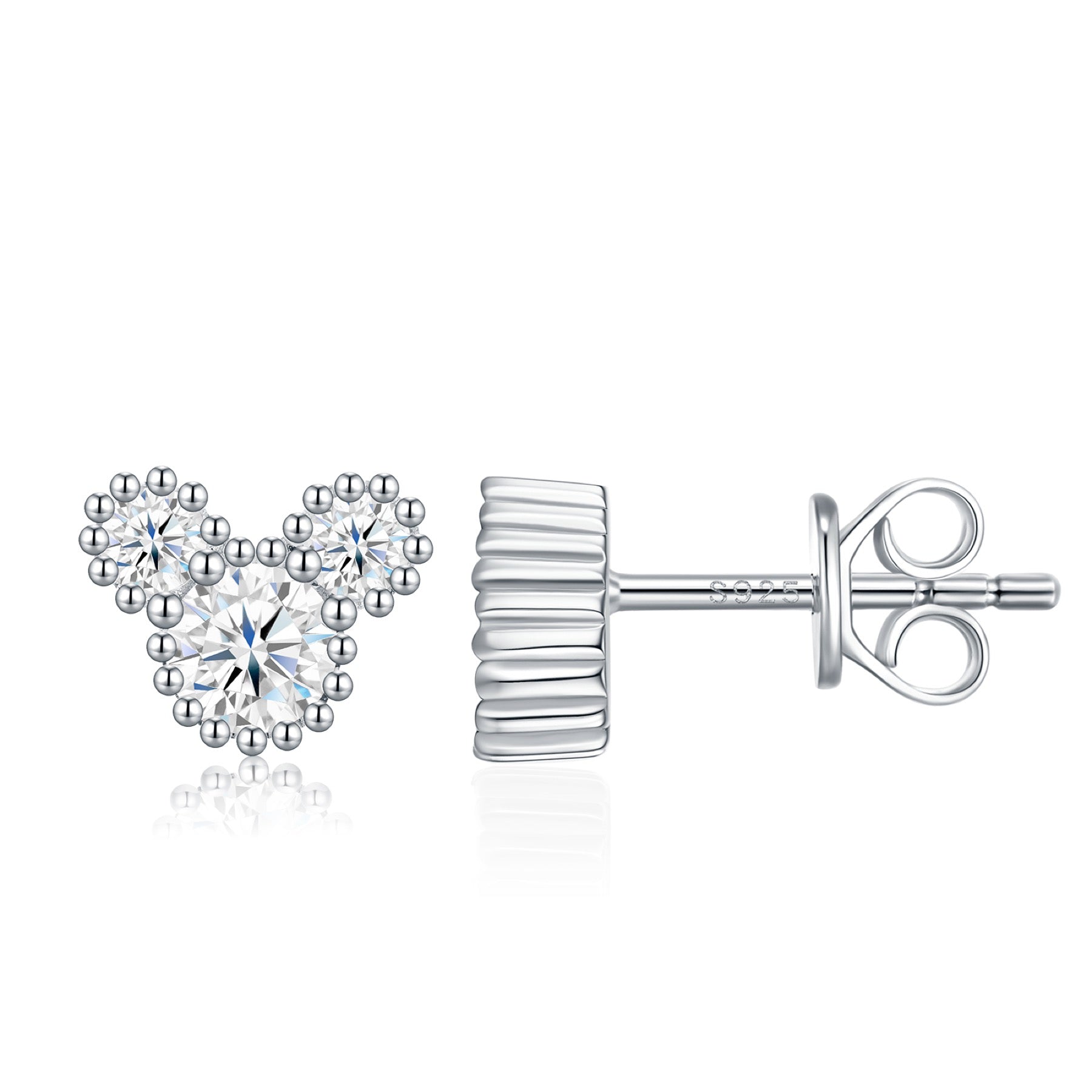 Amoretti Moissanite Heart Stud Earrings in Sterling Silver