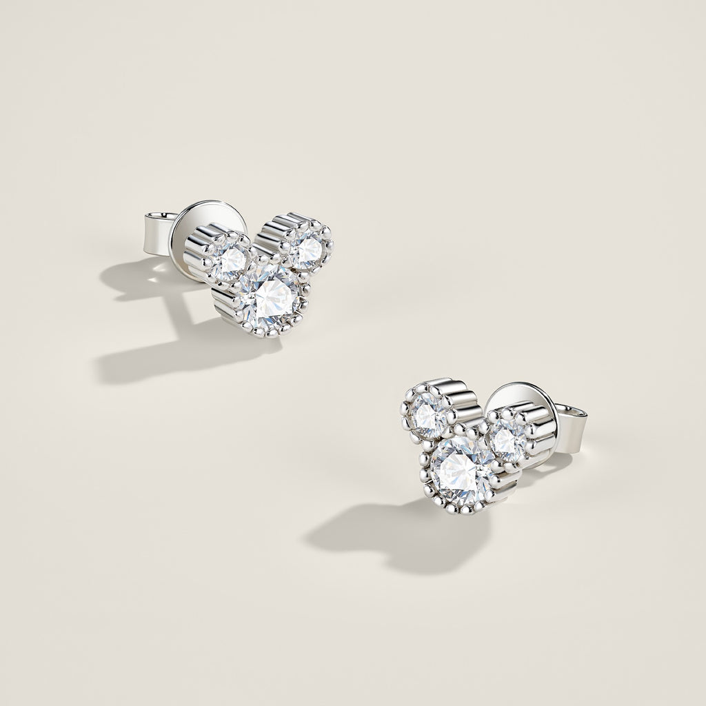 Amoretti Moissanite Heart Stud Earrings in Sterling Silver