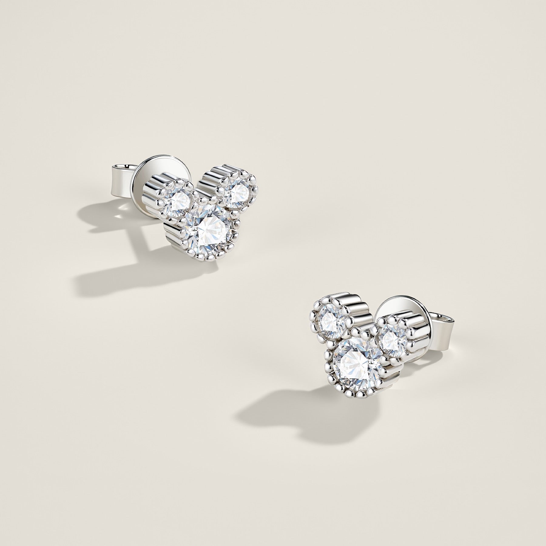 Amoretti Moissanite Heart Stud Earrings in Sterling Silver