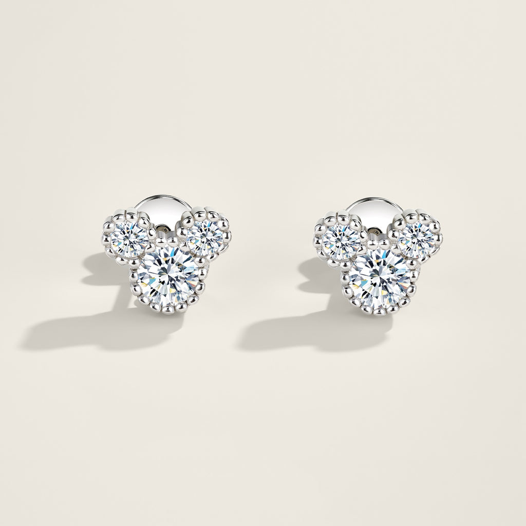 Amoretti Moissanite Heart Stud Earrings in Sterling Silver