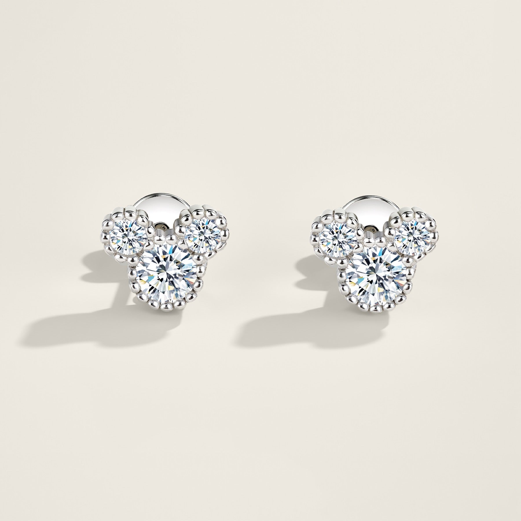 Amoretti Moissanite Heart Stud Earrings in Sterling Silver