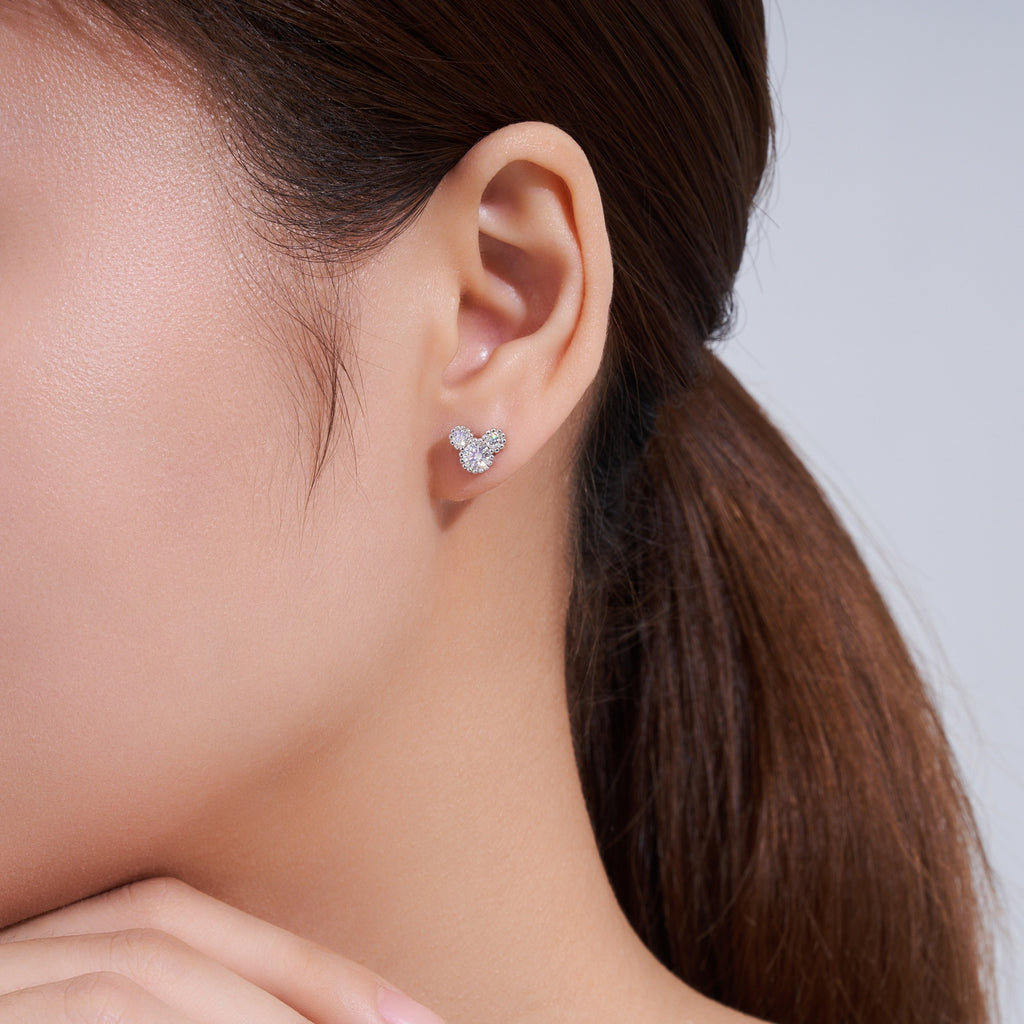 Amoretti Moissanite Heart Stud Earrings in Sterling Silver