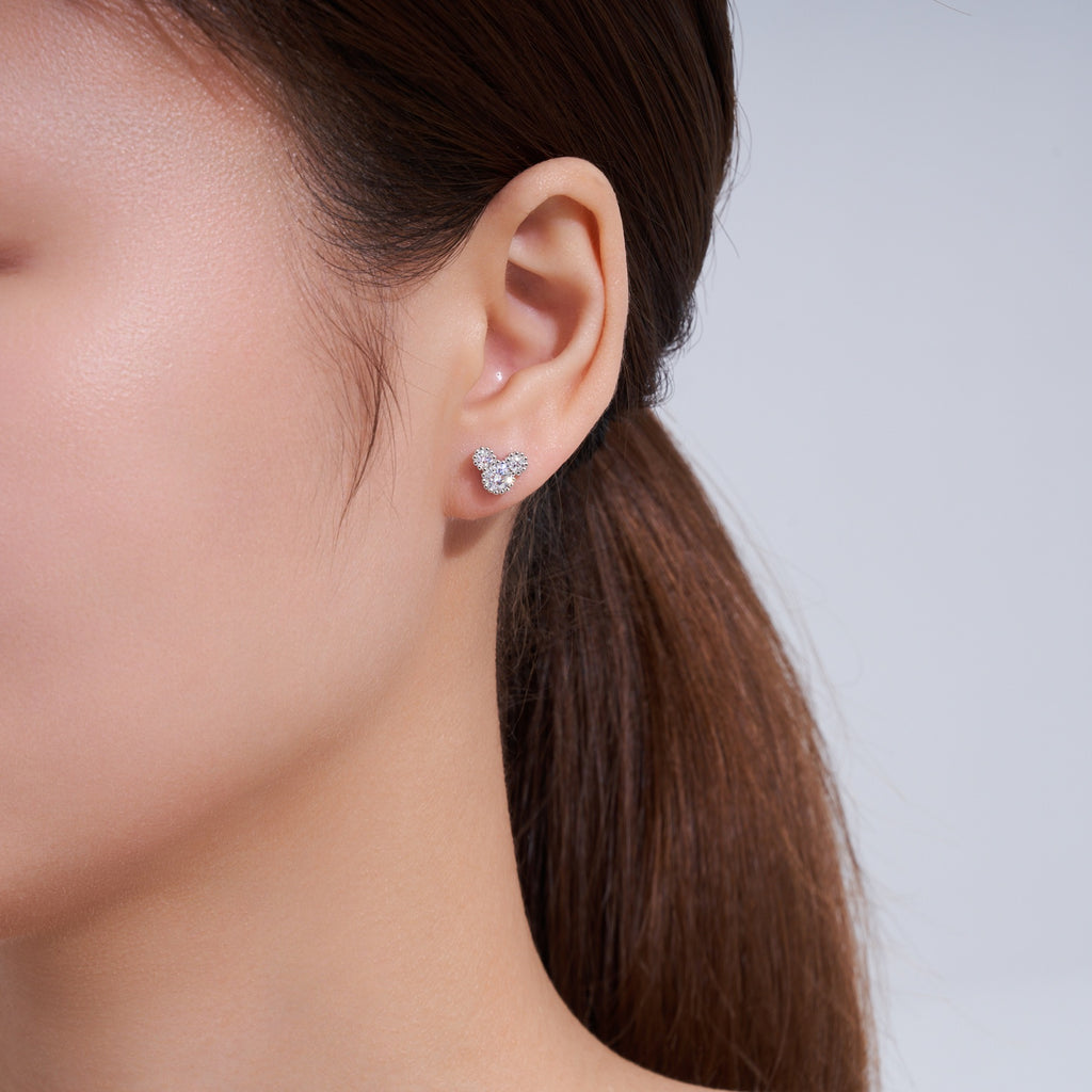 Amoretti Moissanite Heart Stud Earrings in Sterling Silver