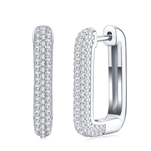 Bifila Moissanite Huggie Hoop Earrings in Sterling Silver