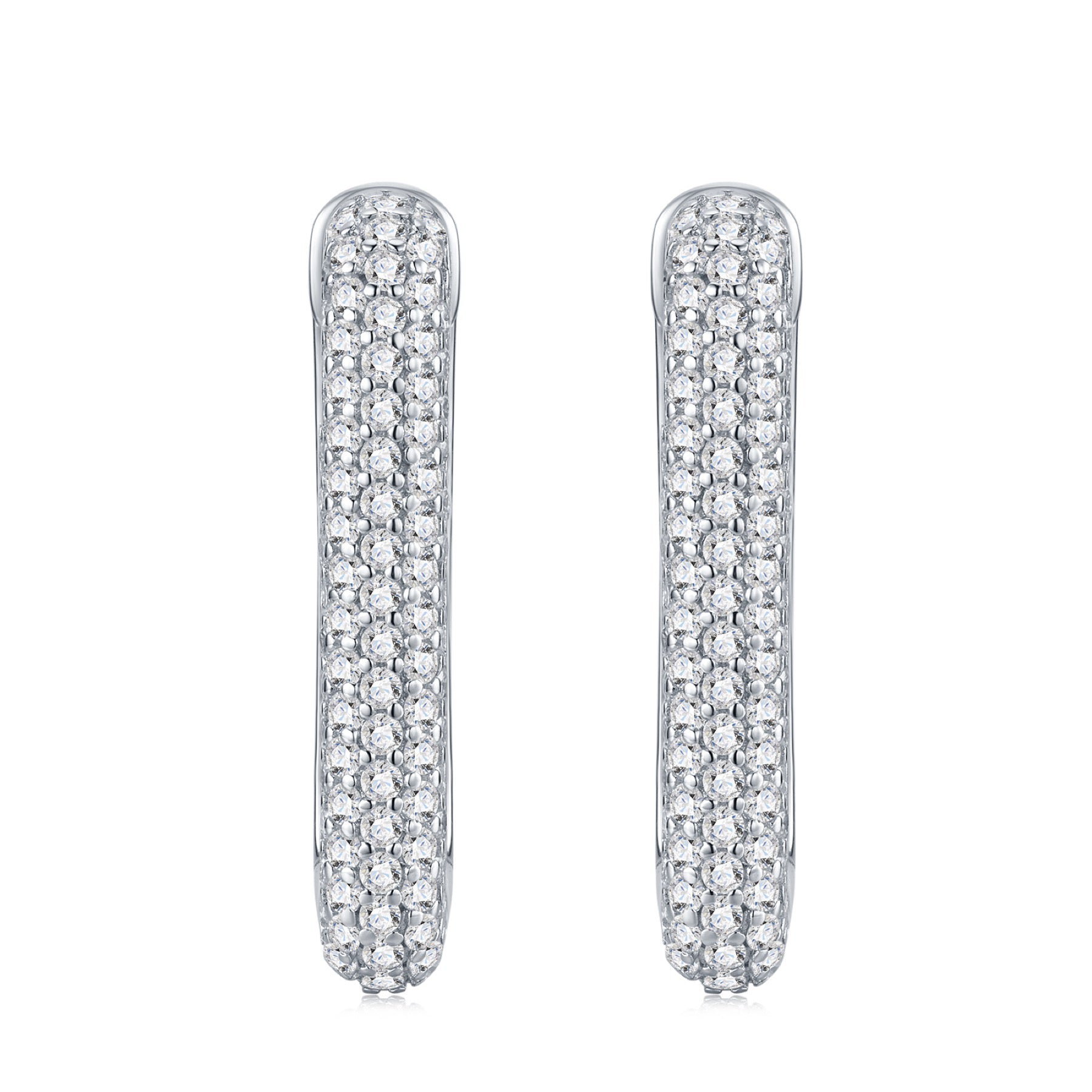 Bifila Moissanite Huggie Hoop Earrings in Sterling Silver