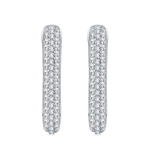 Bifila Moissanite Huggie Hoop Earrings in Sterling Silver