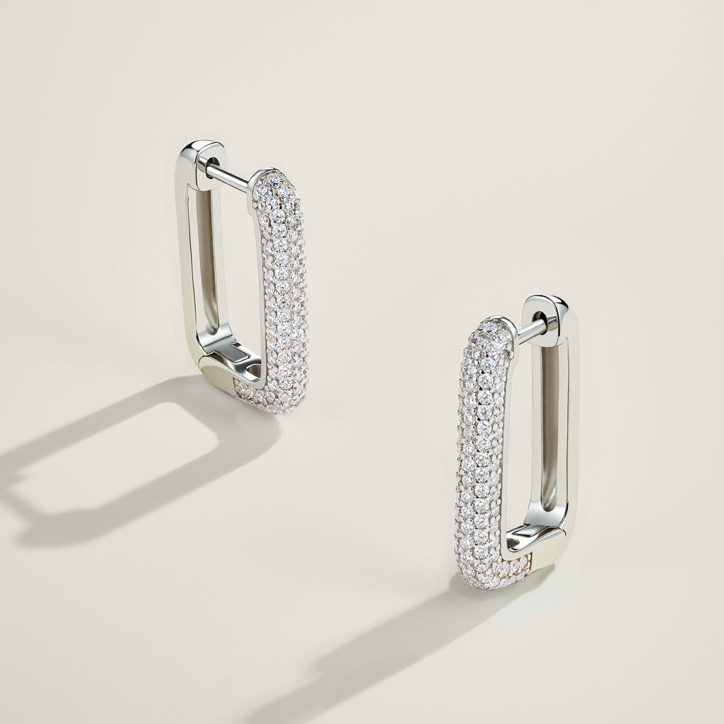 Bifila Moissanite Huggie Hoop Earrings in Sterling Silver