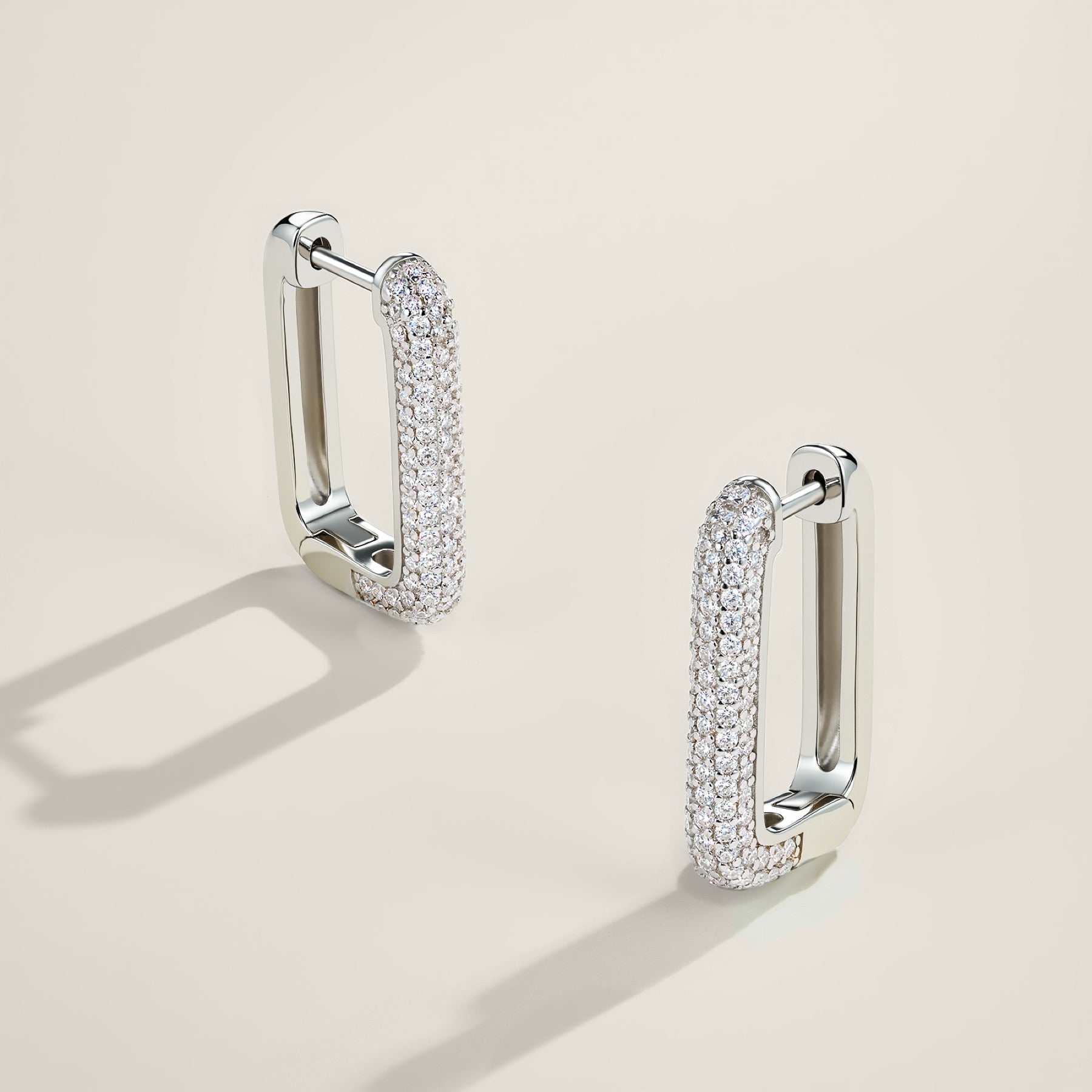 Bifila Moissanite Huggie Hoop Earrings in Sterling Silver