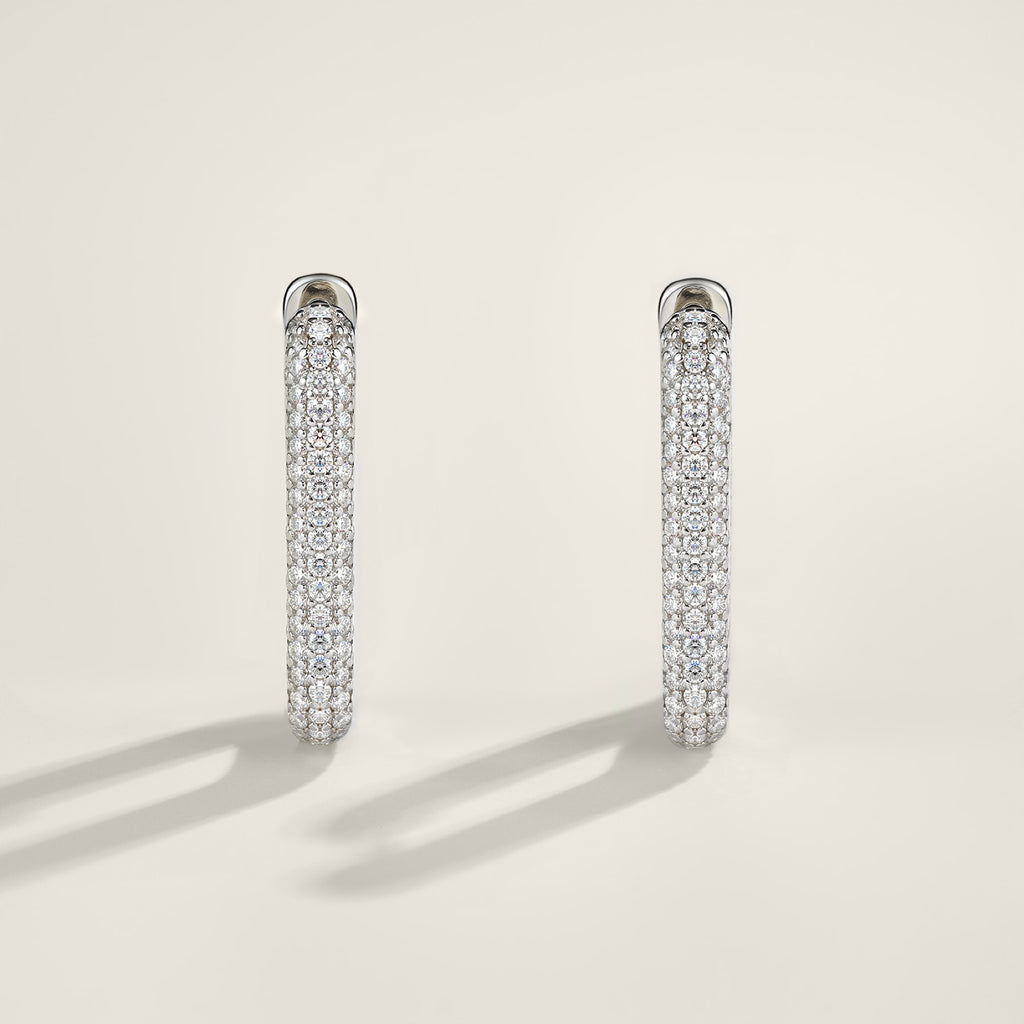 Bifila Moissanite Huggie Hoop Earrings in Sterling Silver