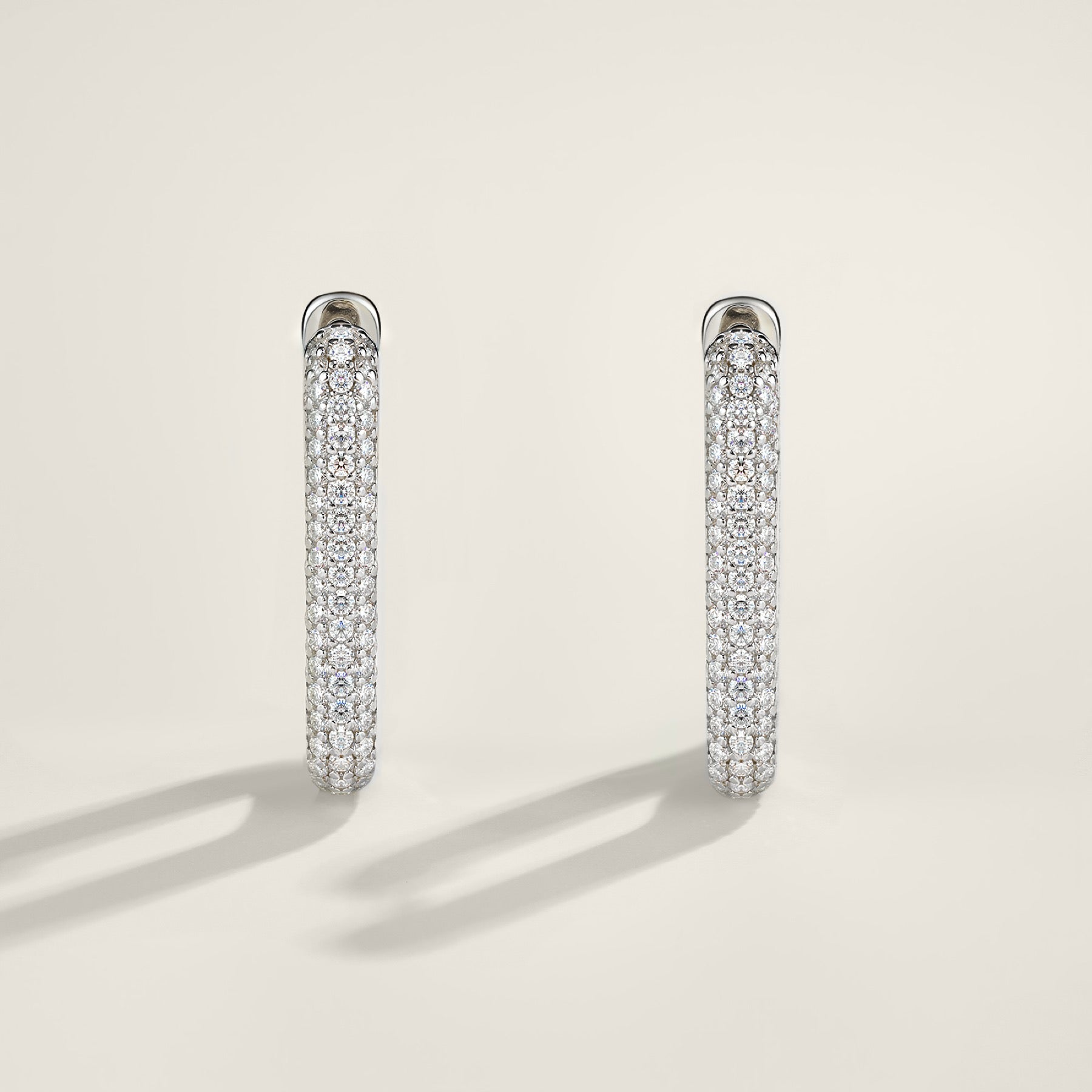 Bifila Moissanite Huggie Hoop Earrings in Sterling Silver