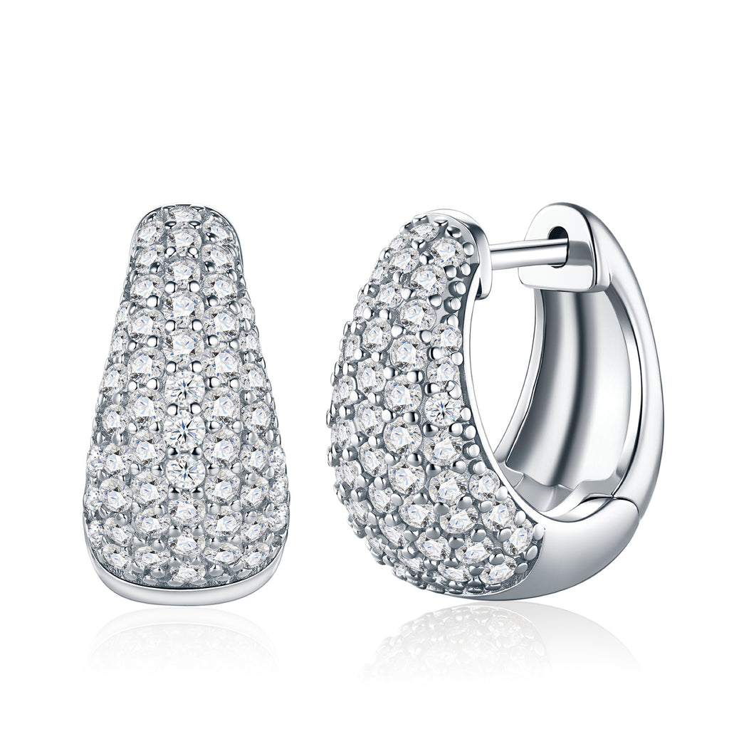 Cupolina Moissanite Huggie Hoop Earrings in Sterling Silver