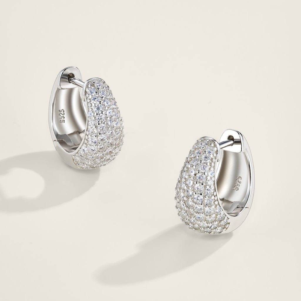 Cupolina Moissanite Huggie Hoop Earrings in Sterling Silver