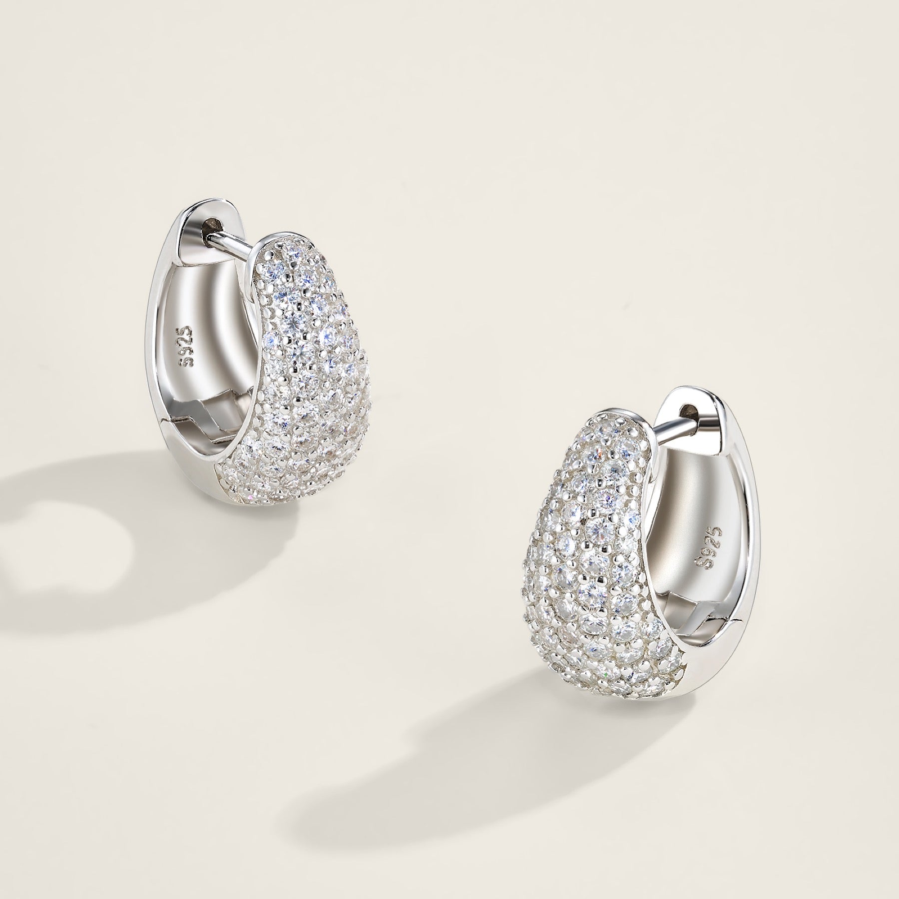 Cupolina Moissanite Huggie Hoop Earrings in Sterling Silver