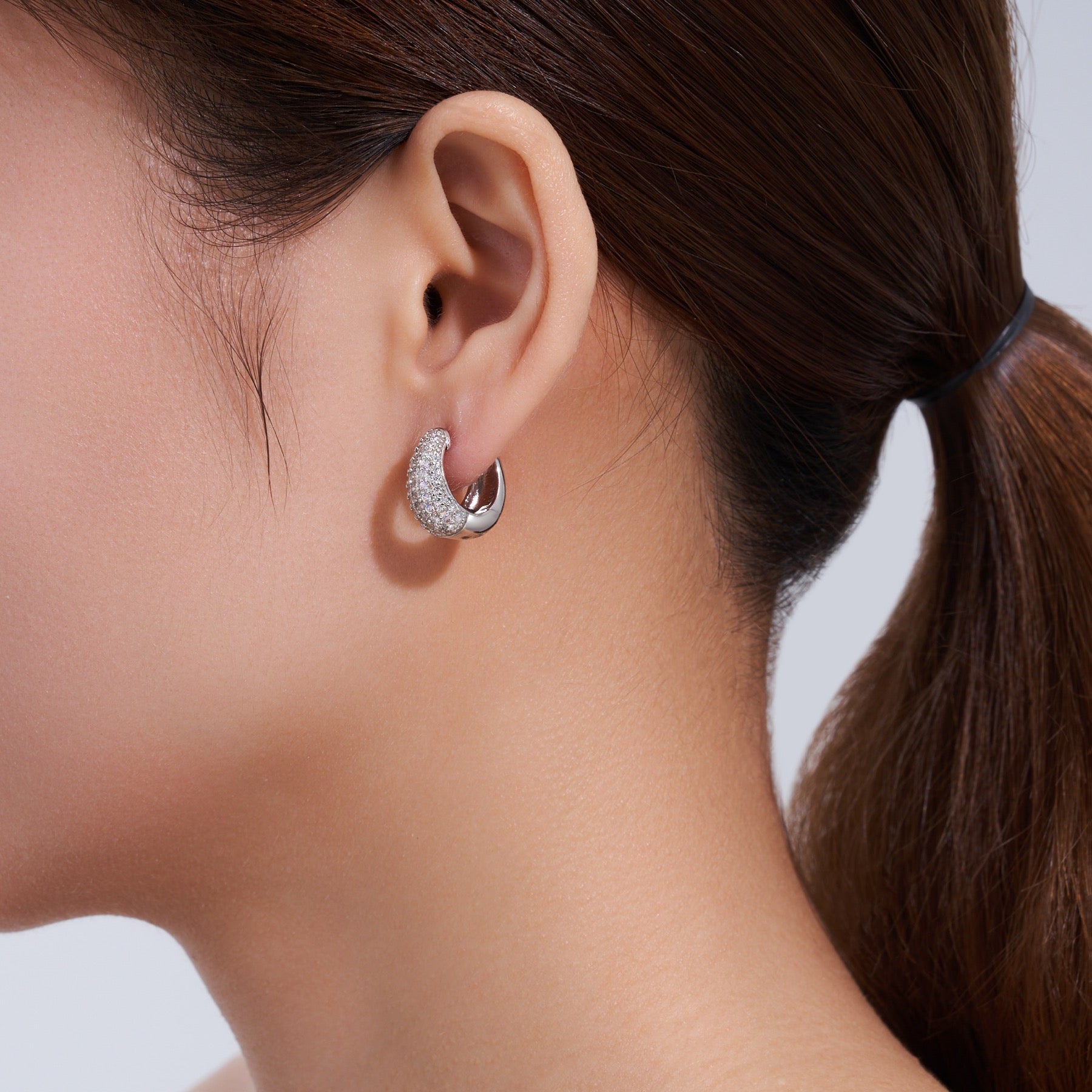 Cupolina Moissanite Huggie Hoop Earrings in Sterling Silver