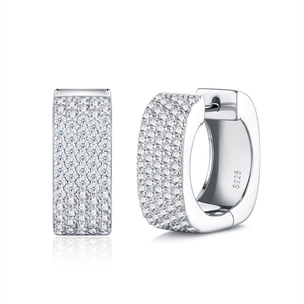 Fasciona Moissanite Huggie Hoop Earrings in Sterling Silver