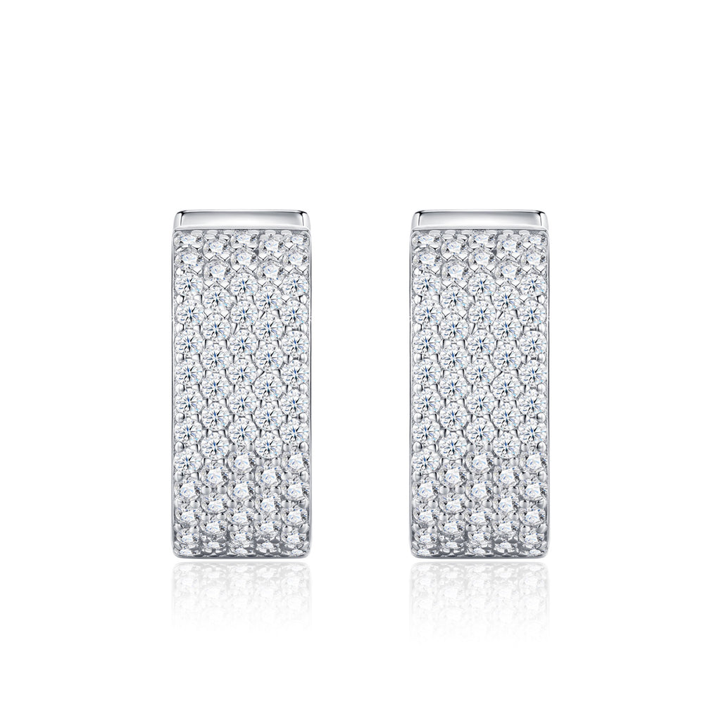 Fasciona Moissanite Huggie Hoop Earrings in Sterling Silver