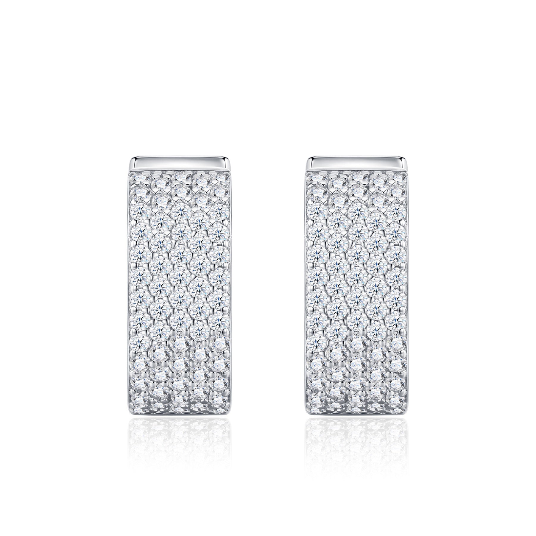Fasciona Moissanite Huggie Hoop Earrings in Sterling Silver