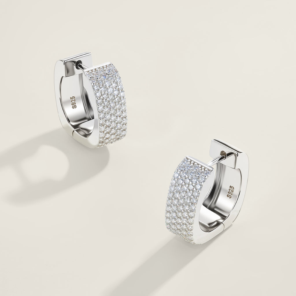 Fasciona Moissanite Huggie Hoop Earrings in Sterling Silver
