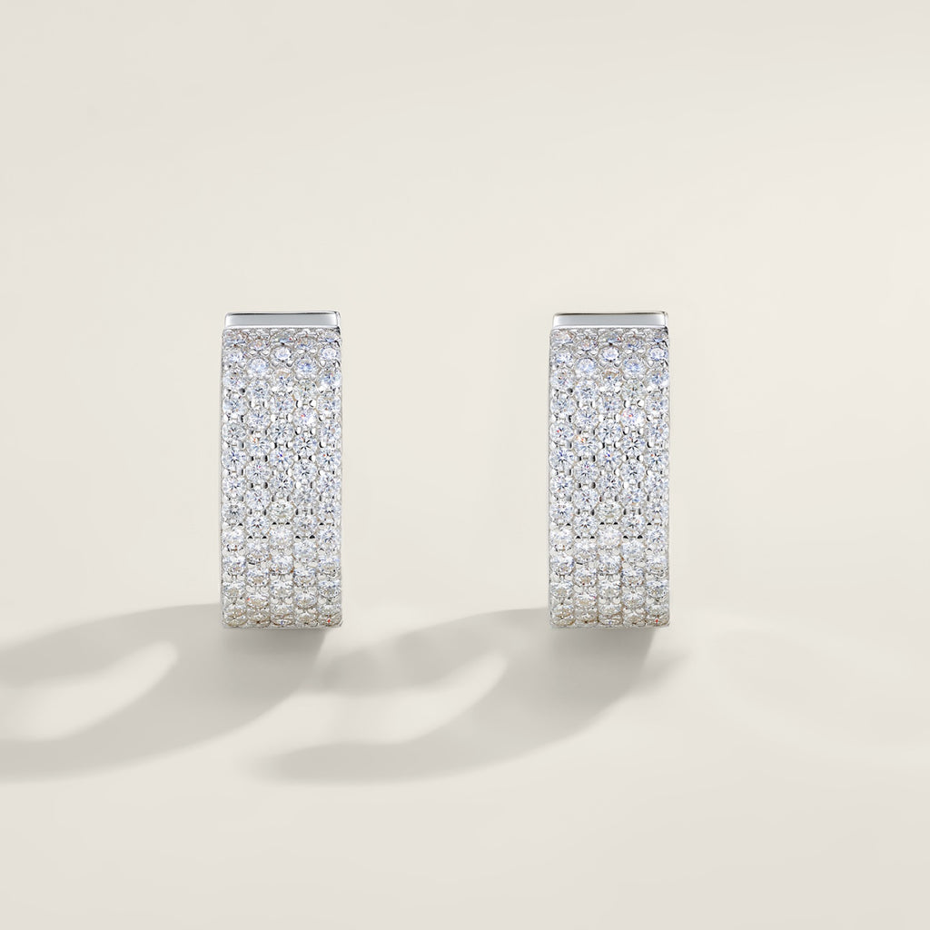 Fasciona Moissanite Huggie Hoop Earrings in Sterling Silver