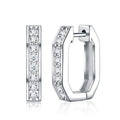 Squadra Moissanite Huggie Hoop Earrings in Sterling Silver