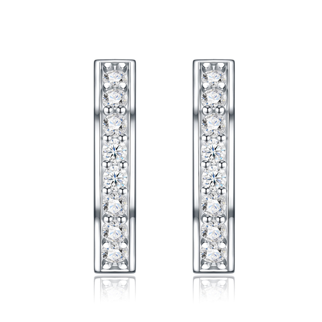 Squadra Moissanite Huggie Hoop Earrings in Sterling Silver