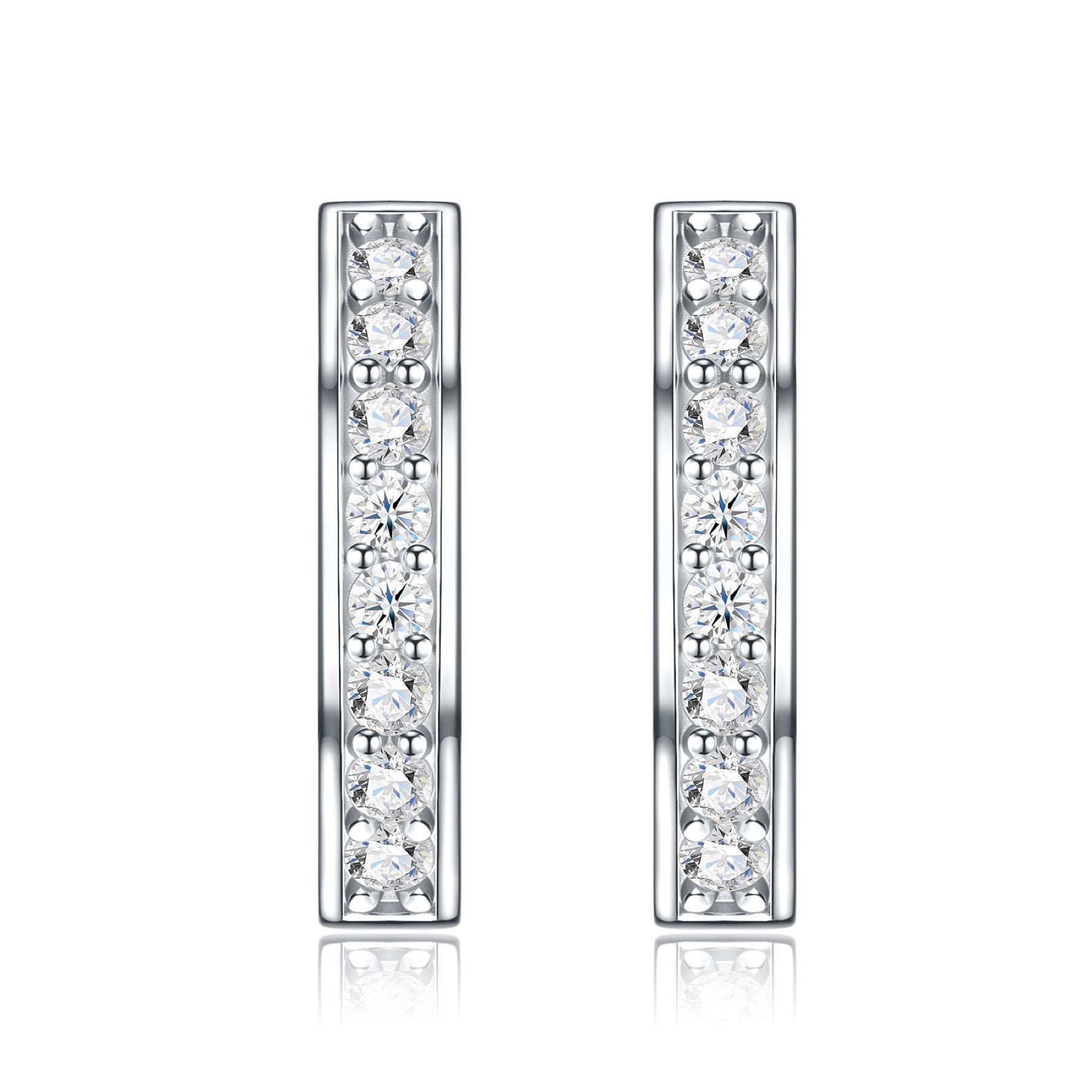 Squadra Moissanite Huggie Hoop Earrings in Sterling Silver
