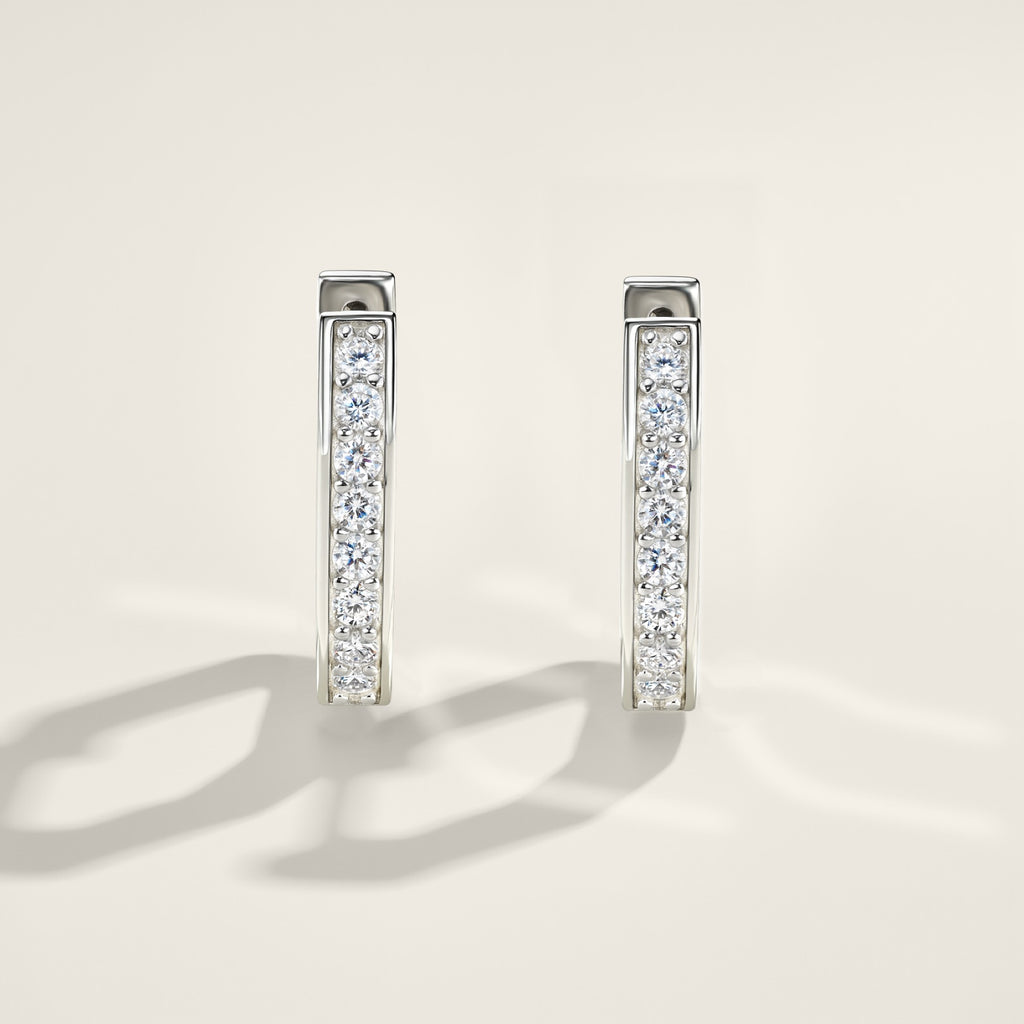 Squadra Moissanite Huggie Hoop Earrings in Sterling Silver