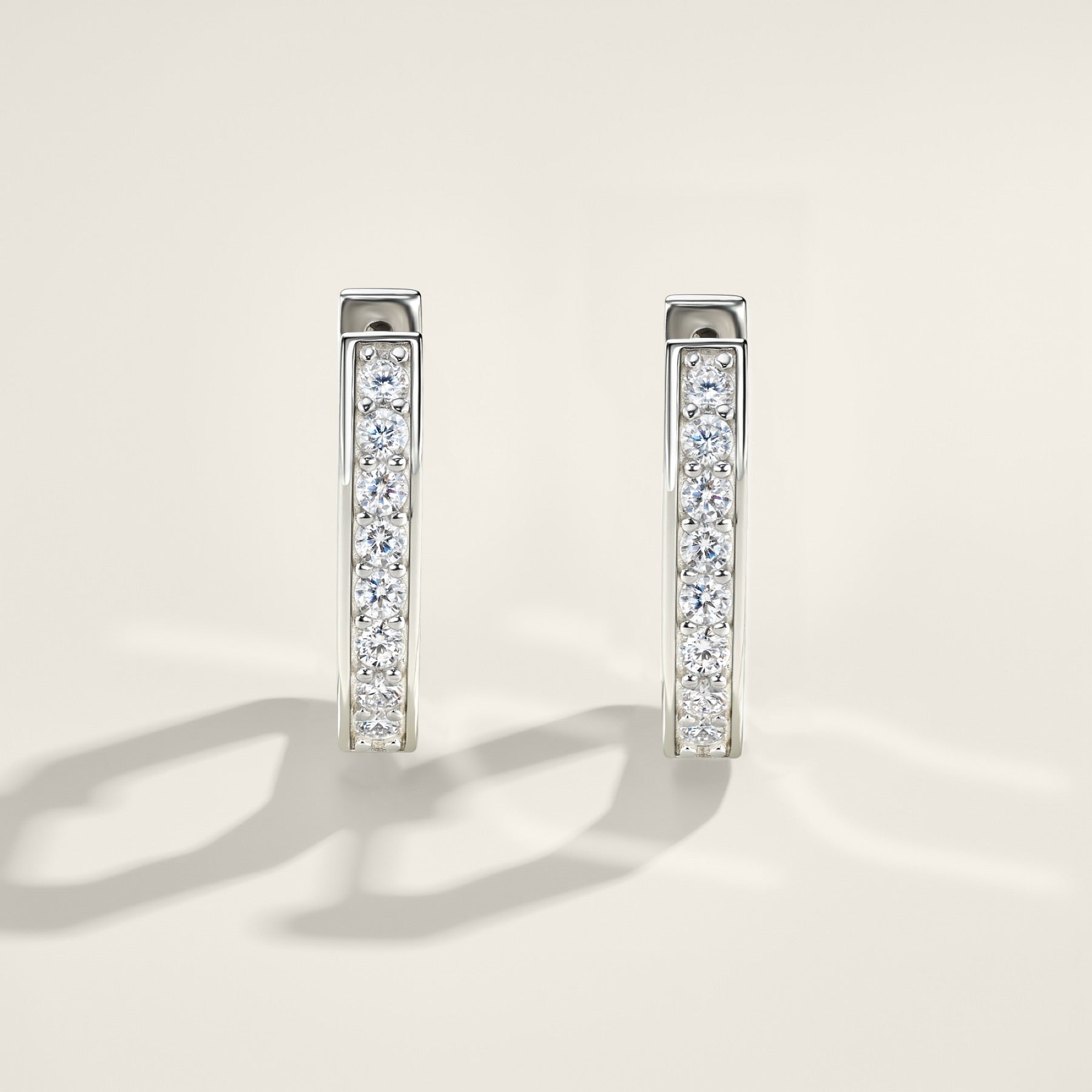 Squadra Moissanite Huggie Hoop Earrings in Sterling Silver