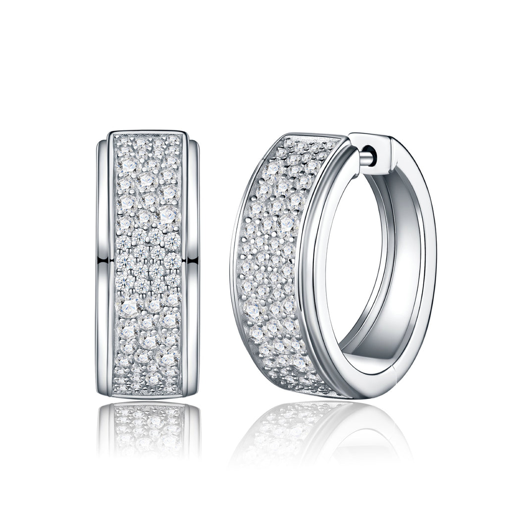 Larghina Moissanite Huggie Hoop Earrings in Sterling Silver