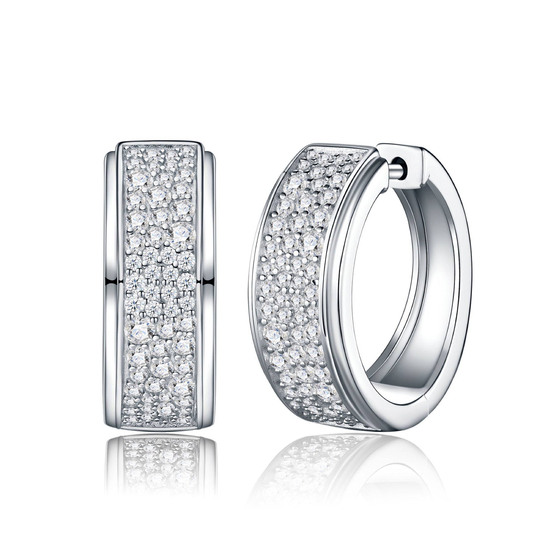 Larghina Moissanite Huggie Hoop Earrings in Sterling Silver