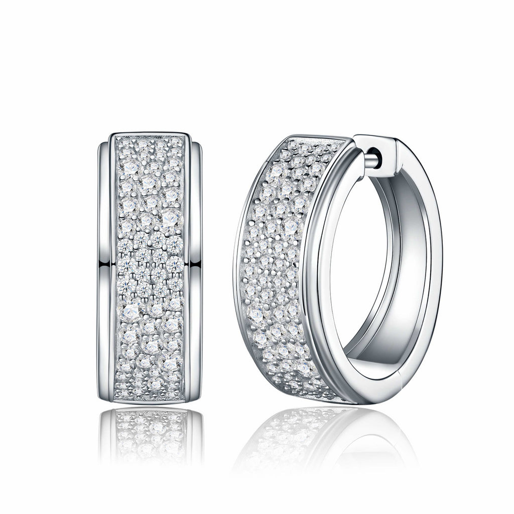 Larghina Moissanite Huggie Hoop Earrings in Sterling Silver