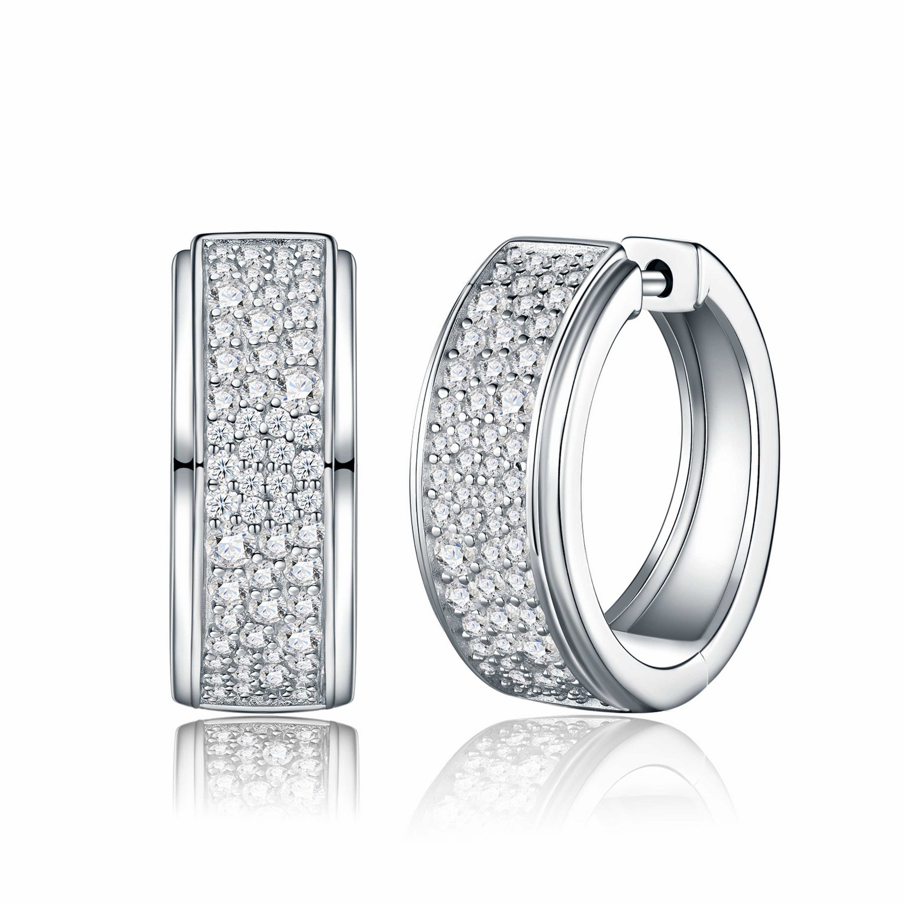 Larghina Moissanite Huggie Hoop Earrings in Sterling Silver