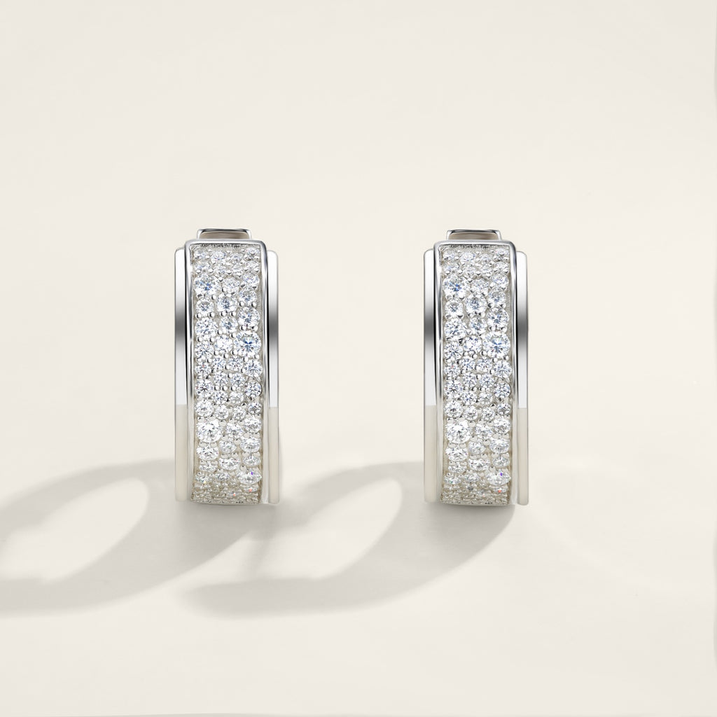 Larghina Moissanite Huggie Hoop Earrings in Sterling Silver